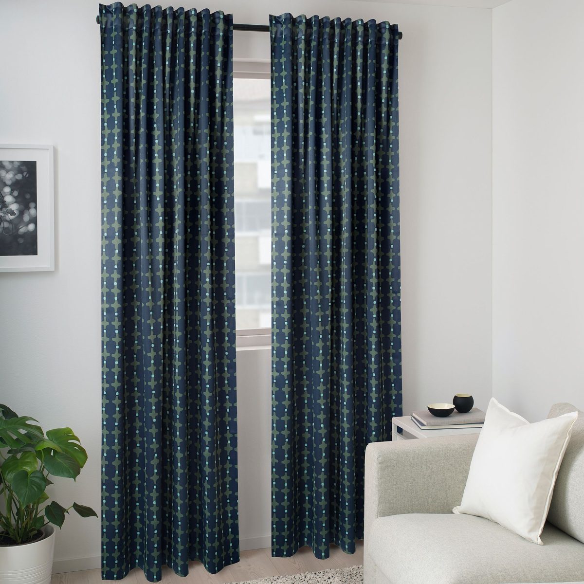 Karartma Perde/2 Kanat, Koyu Mavi-Yeşil, 145x300 cm, Loş Işık, Polyester – 2. görsel