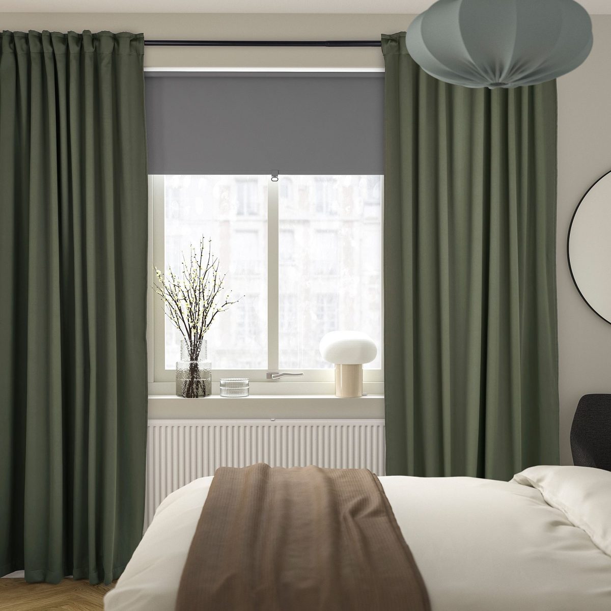 Karartma Perde/2 Kanat, Koyu Yeşil, 145x300 cm, Polyester – 3. görsel