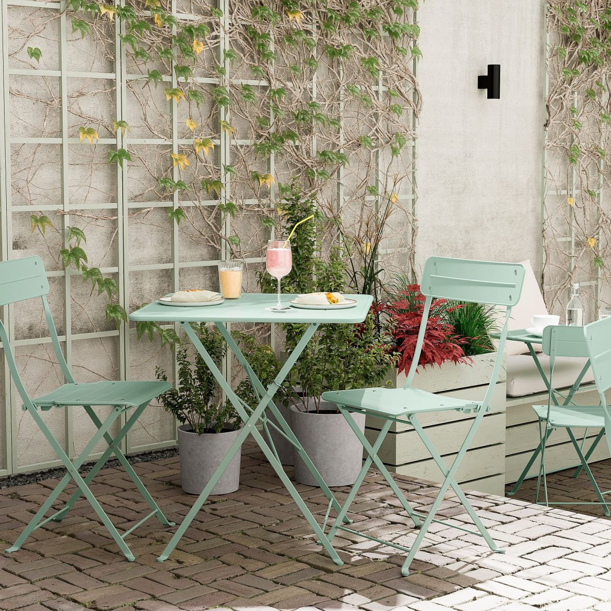 Katlanabilir Masa, Açık Yeşil, 65x65 cm – 4. görsel