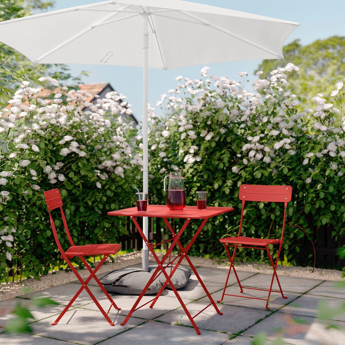Katlanabilir Masa ve Katlanabilir Sandalye Seti, Parlak Kırmızı, 65x65 cm, 2 Sandalyeli – 4. görsel