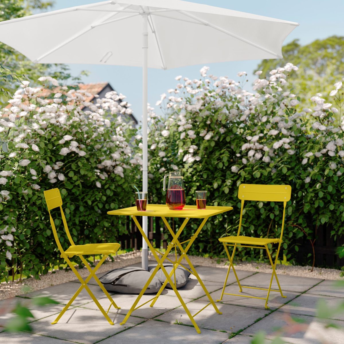 Katlanabilir Masa ve Katlanabilir Sandalye Seti, Parlak Sarı, 65x65 cm, 2 Sandalyeli – 3. görsel