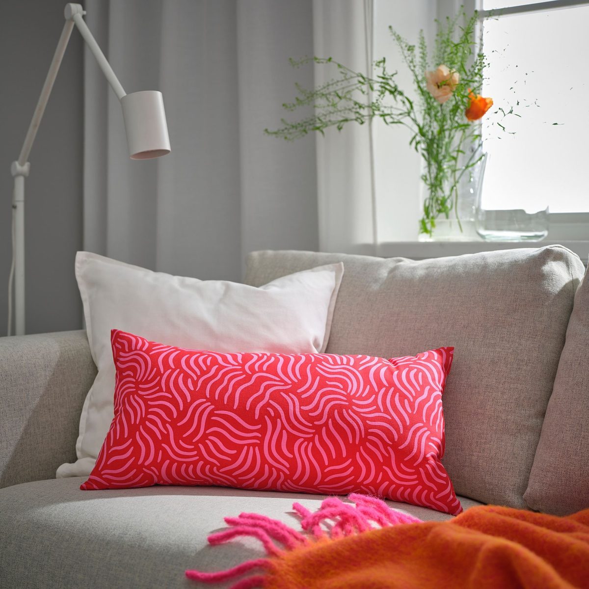 Kırlent, Parlak Kırmızı-Parlak Pembe, 30x58 cm – 2. görsel