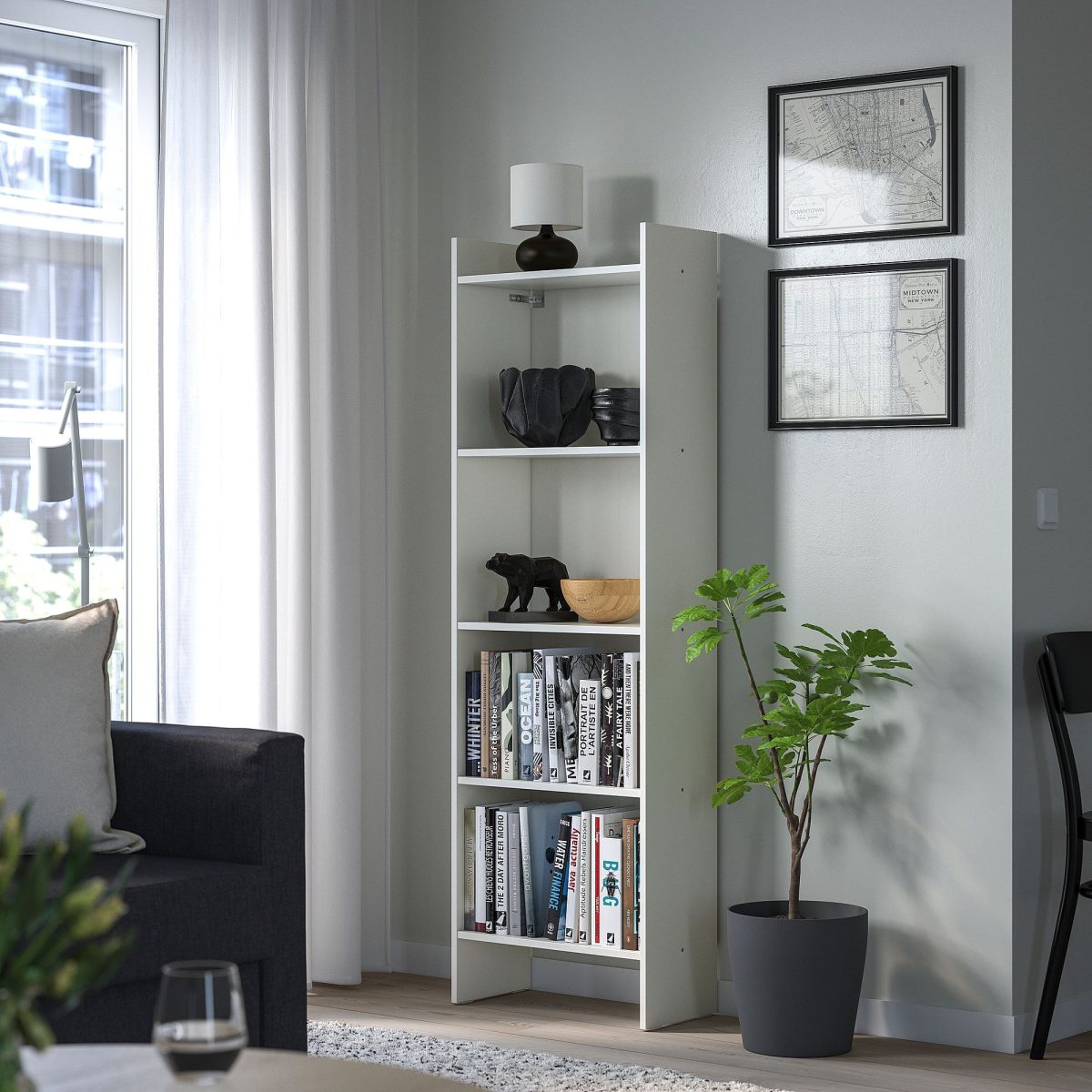 Kitaplık, Beyaz, 50x25x160 cm – 3. görsel