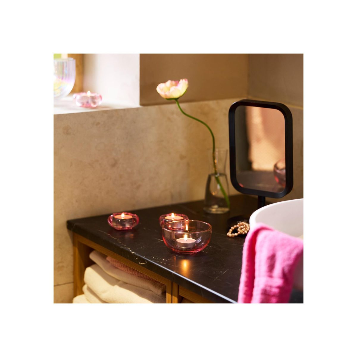 Kokulu Tealight Mum, Açık Pembe, 3.5 saat, Kırmızı Meyveler – 2. görsel