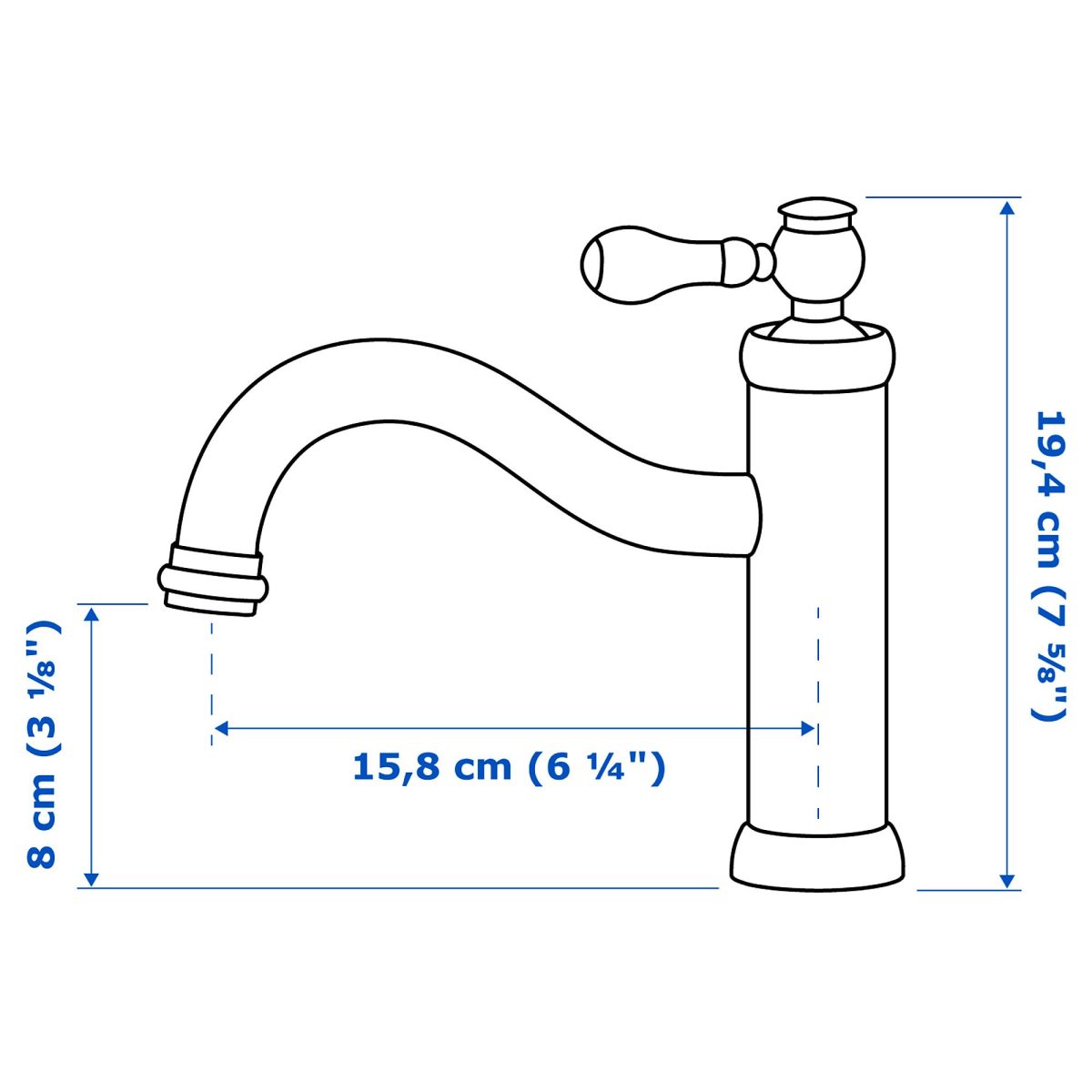 Lavabo Bataryası, Krom Kaplama, 19 cm – 4. görsel