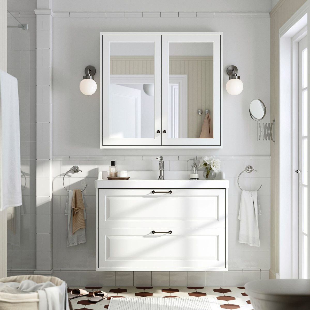 Lavabo Dolabı, Beyaz, 100x48x63 cm, 2 Çekmeceli – 2. görsel