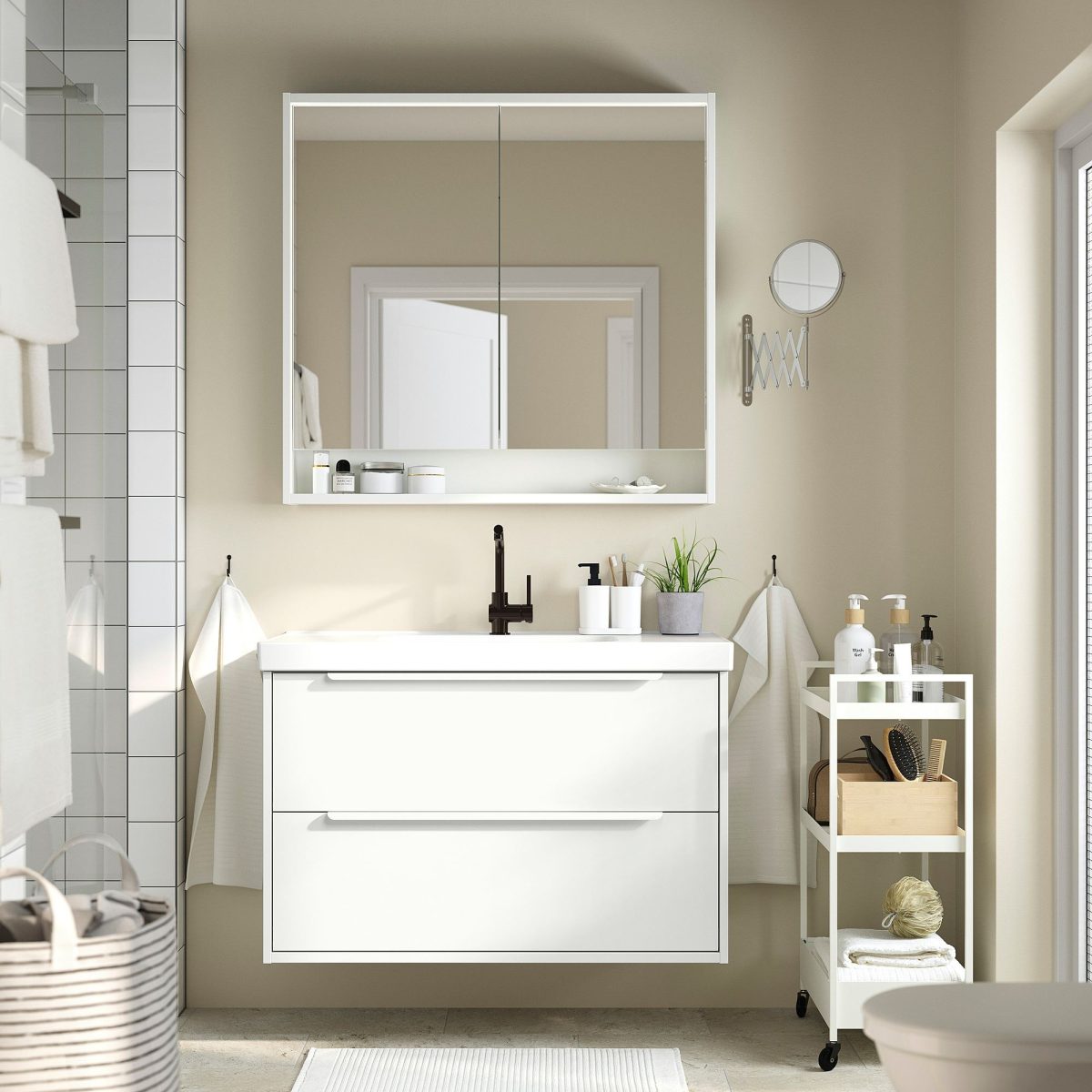 Lavabo Dolabı, Beyaz, 100x48x63 cm, 2 Çekmeceli – 2. görsel