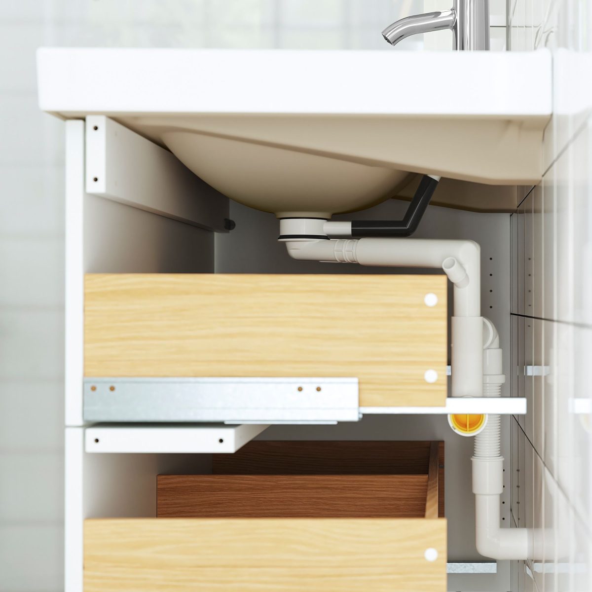 Lavabo Dolabı, Beyaz, 100x48x63 cm, 2 Çekmeceli – 4. görsel
