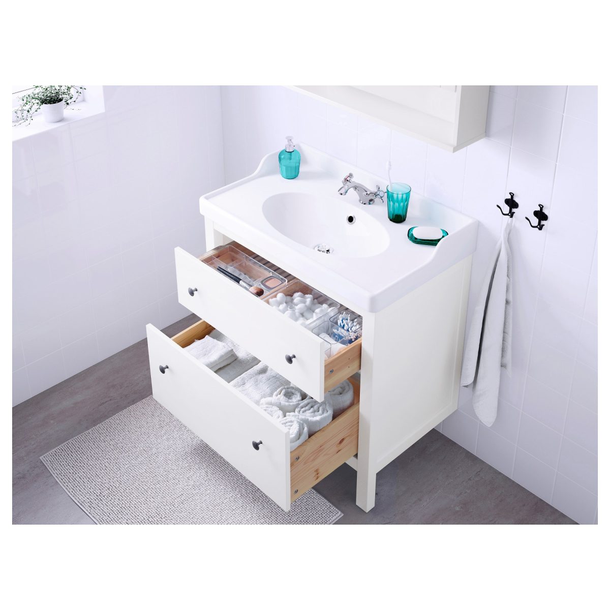 Lavabo Dolabı, Beyaz, 80x83 cm, 2 Çekmeceli – 2. görsel