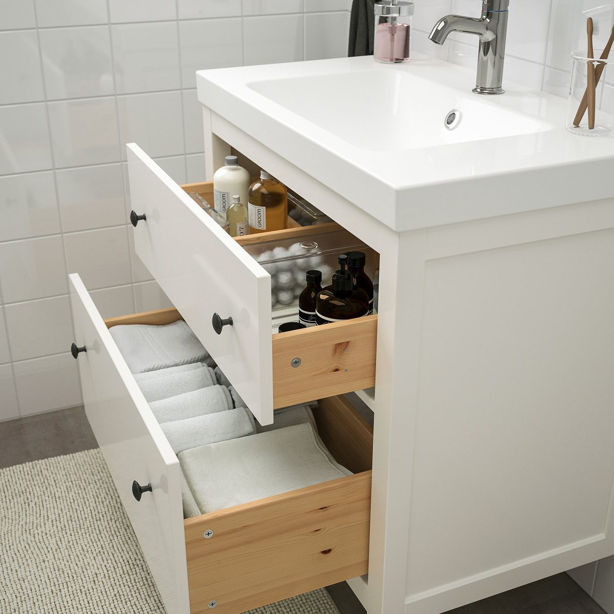 Lavabo Dolabı Kombinasyonu, Beyaz, 82x49x89 cm, Bataryalı – 3. görsel