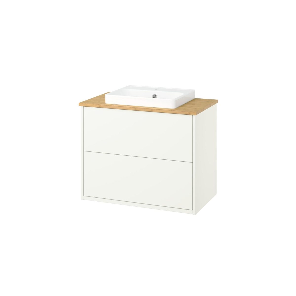Lavabo Dolabı Kombinasyonu, Beyaz-Bambu, 82x49x71 cm