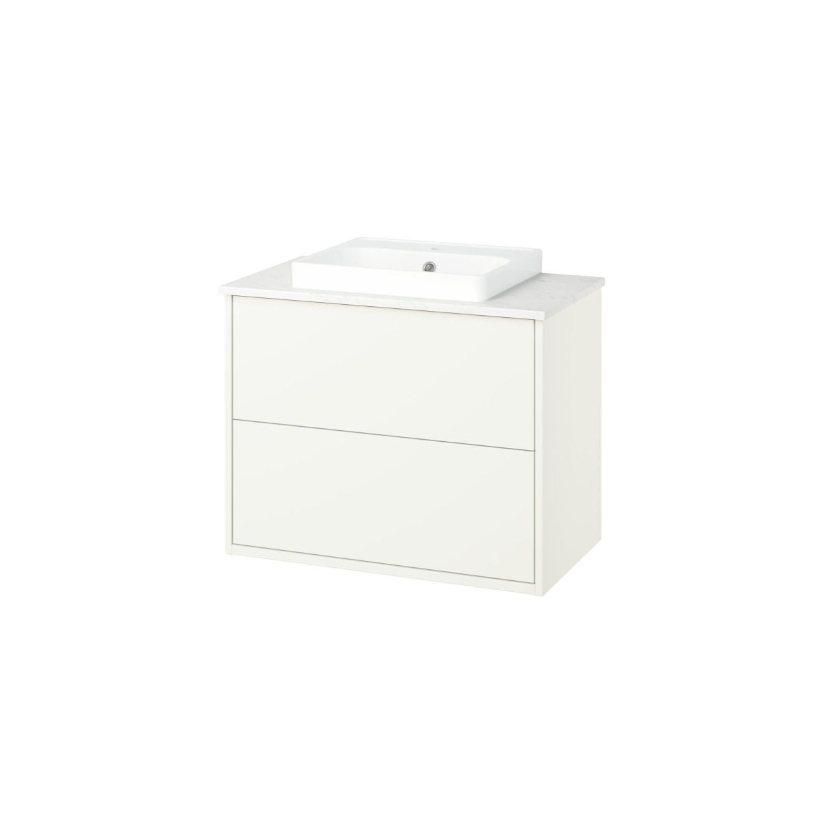 Lavabo Dolabı Kombinasyonu, Beyaz-Beyaz Mermer Görünüm, 82x49x71 cm