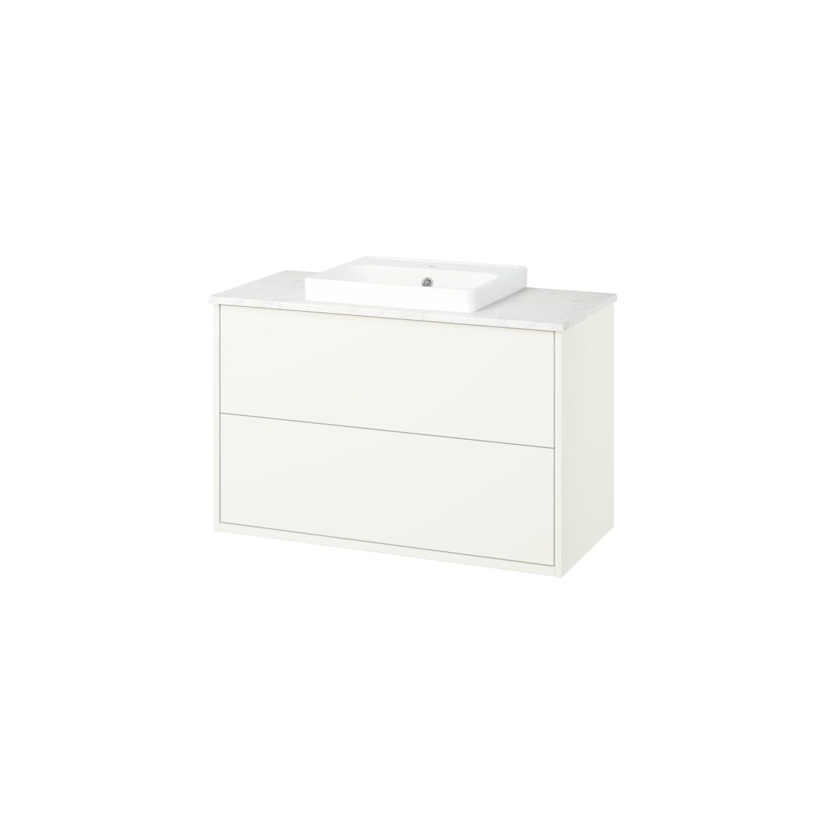 Lavabo Dolabı Kombinasyonu, Beyaz-Beyaz Mermer Görünüm, 102x49x71 cm