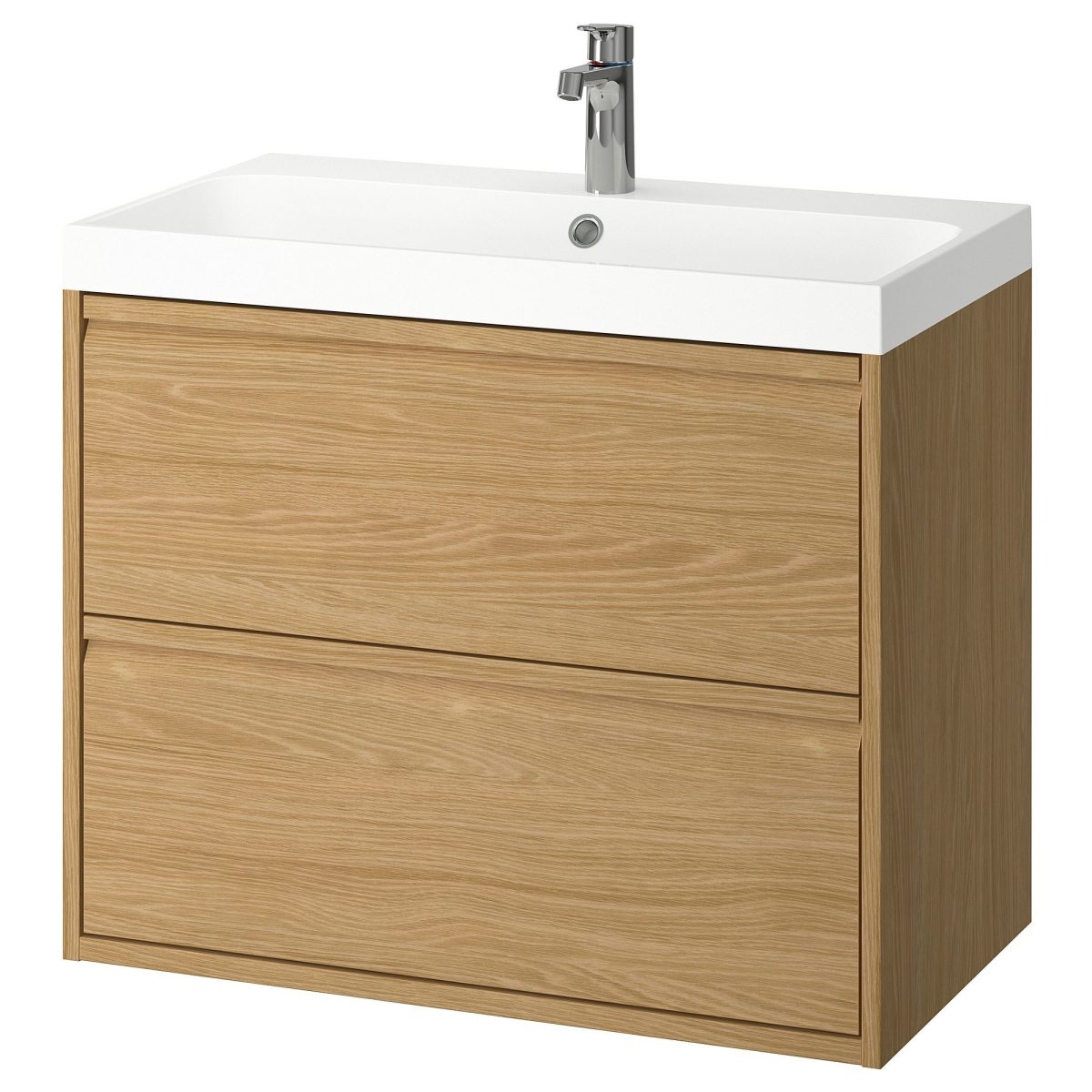 Lavabo Dolabı Kombinasyonu, Meşe Görünümlü, 80x48x69 cm, Bataryalı