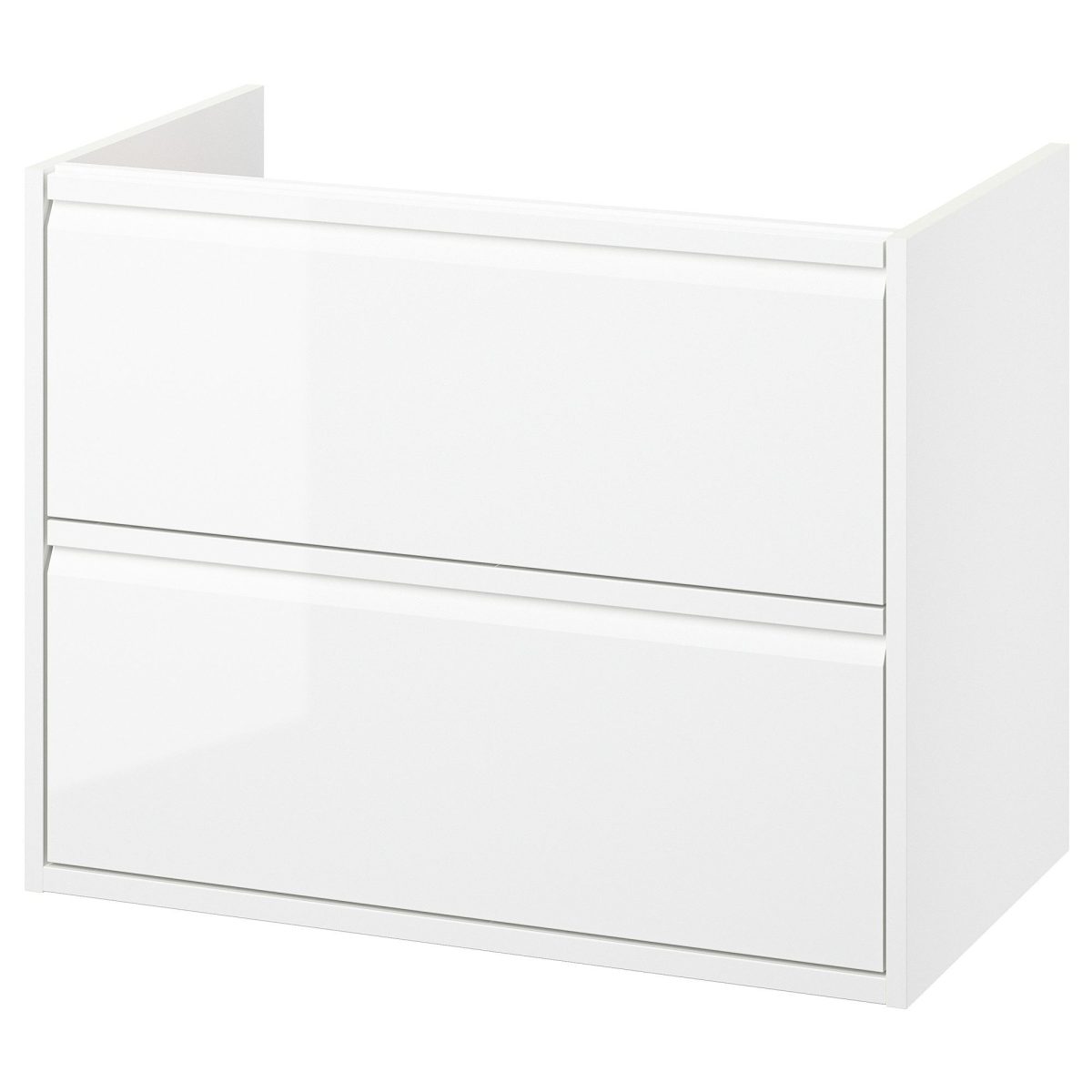 Lavabo Dolabı, Parlak Cila Beyaz, 80x48x63 cm, 2 Çekmeceli