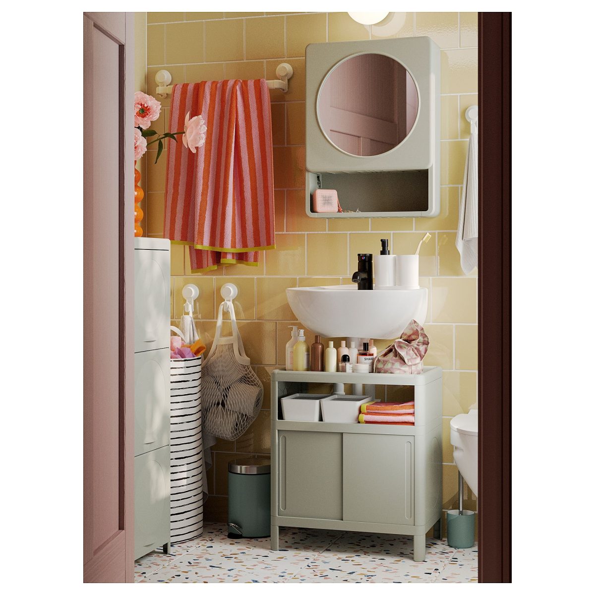 Lavabo Dolabı, Yeşil, 50x33x57 cm, 2 Kapaklı – 2. görsel