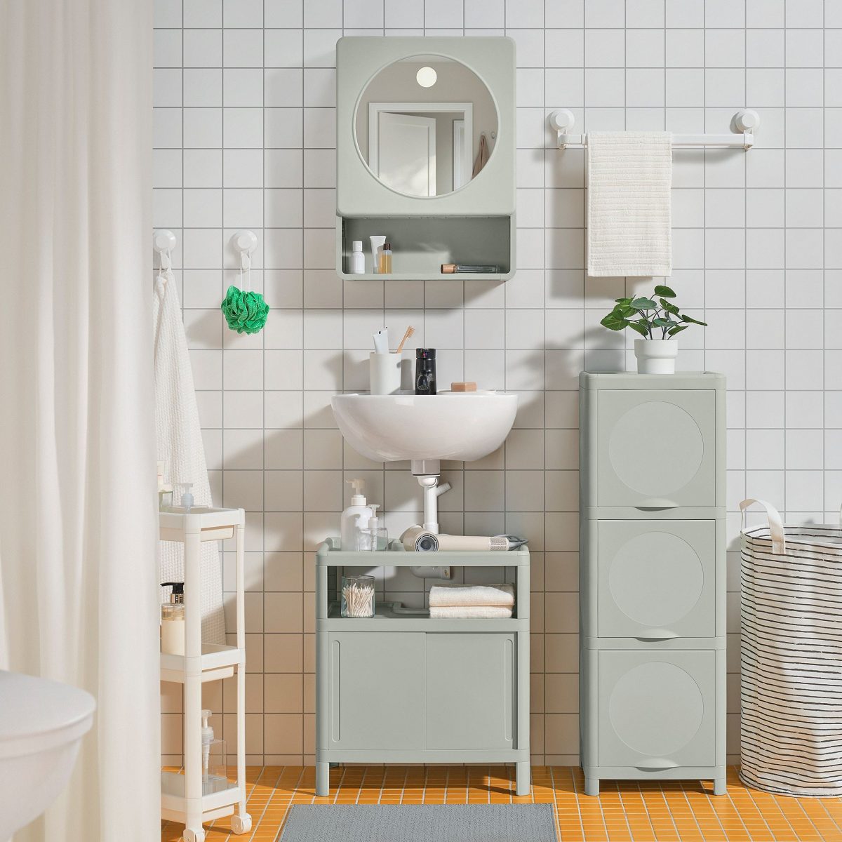 Lavabo Dolabı, Yeşil, 50x33x57 cm, 2 Kapaklı – 3. görsel
