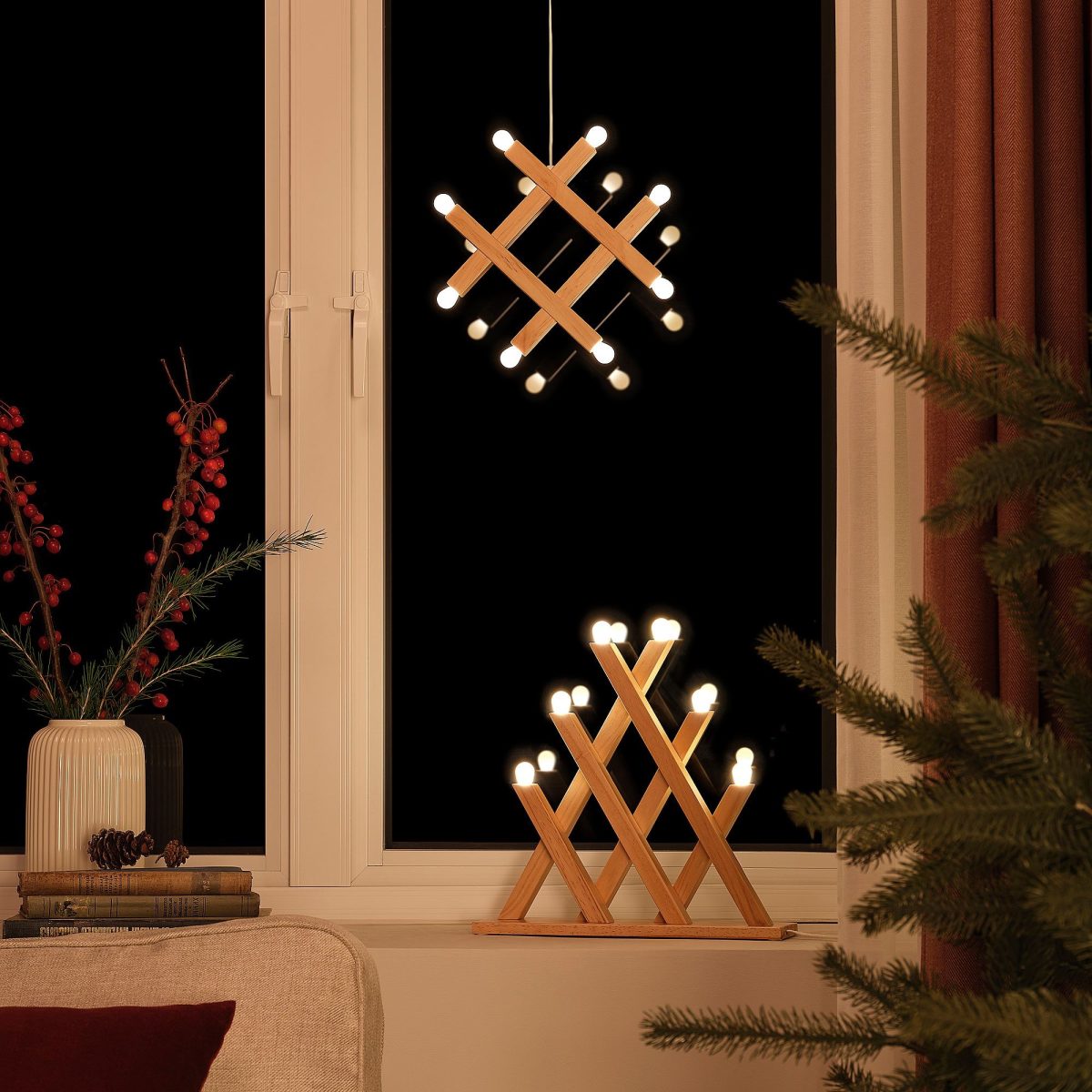 LED Sarkıt Lamba, Çam, 25 cm, Pilli – 2. görsel