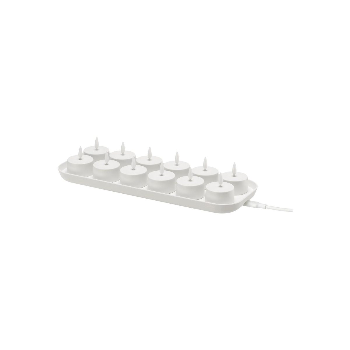LED'li Tealight Mum, Beyaz, Şarj Tepsili