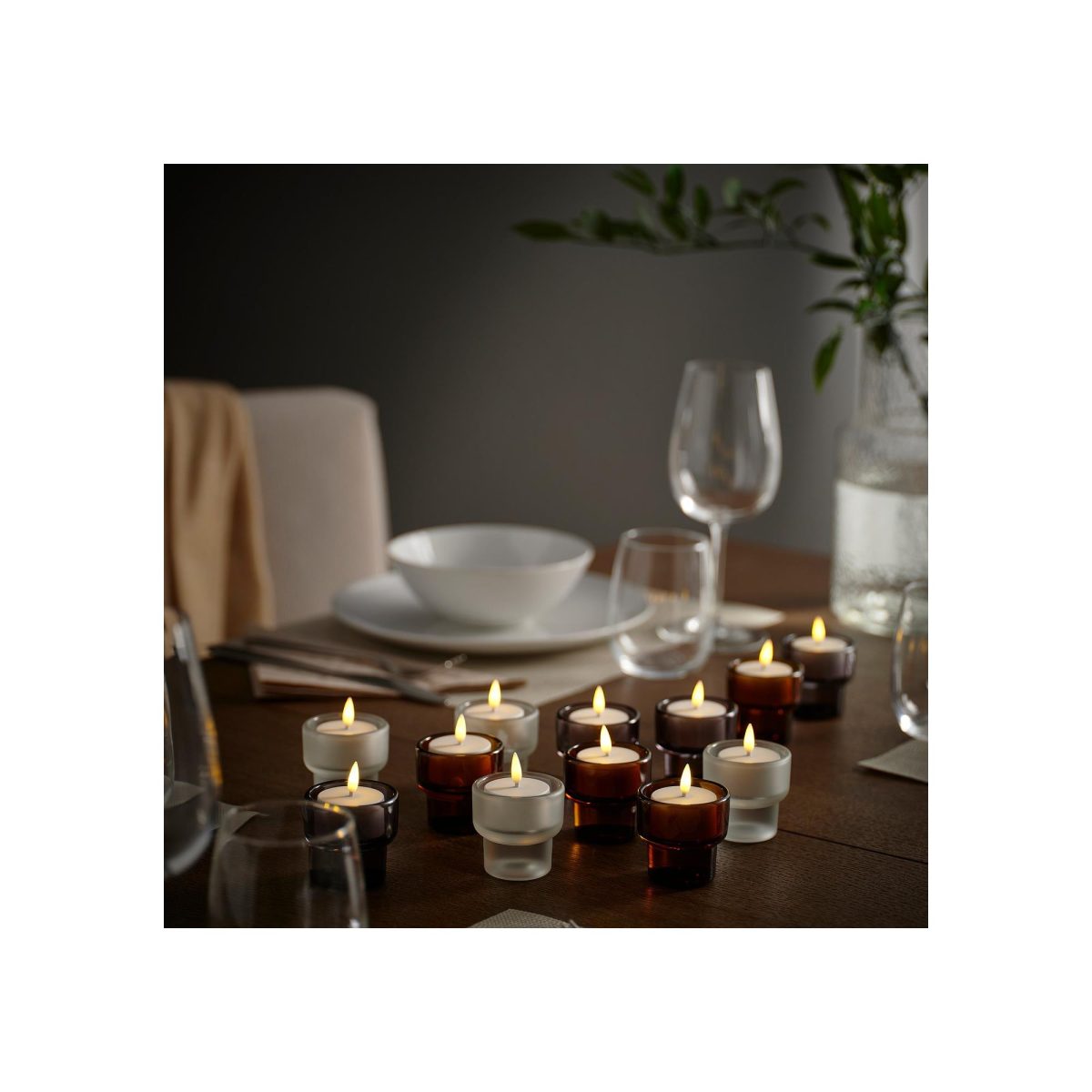 LED'li Tealight Mum, Beyaz, Şarj Tepsili – 3. görsel