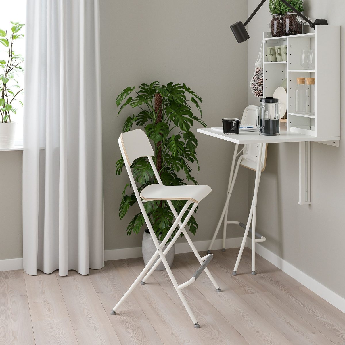 Mutfak Masası Takımı, Beyaz, 2 sandalyeli, Katlanabilir – 2. görsel