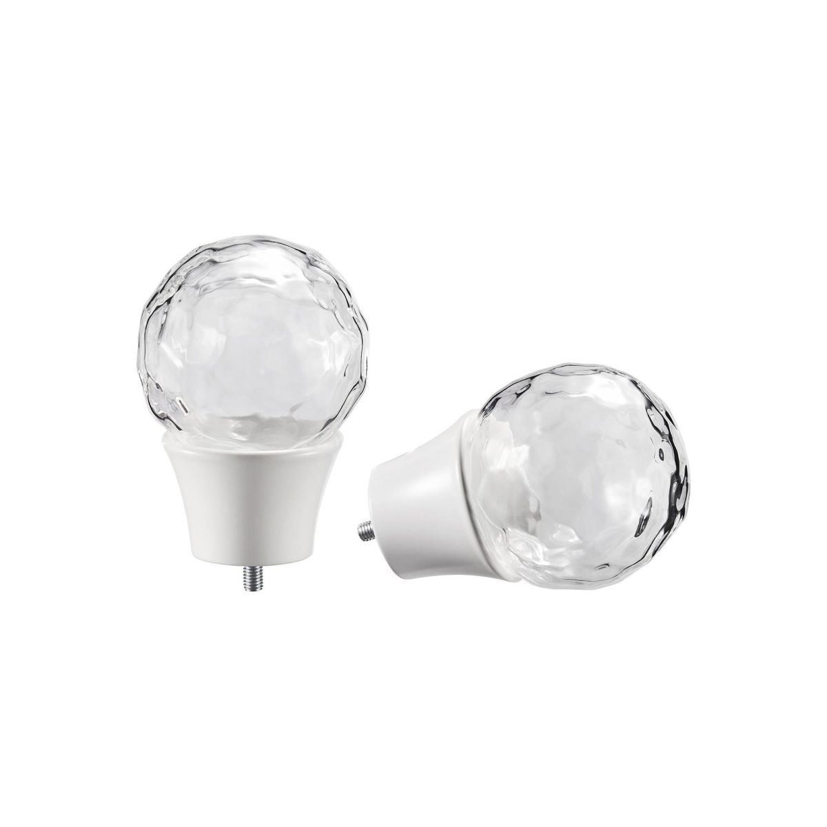 Perde Çubuğu Topuzu, Beyaz-Cam, 8.7 cm, 1 Çift