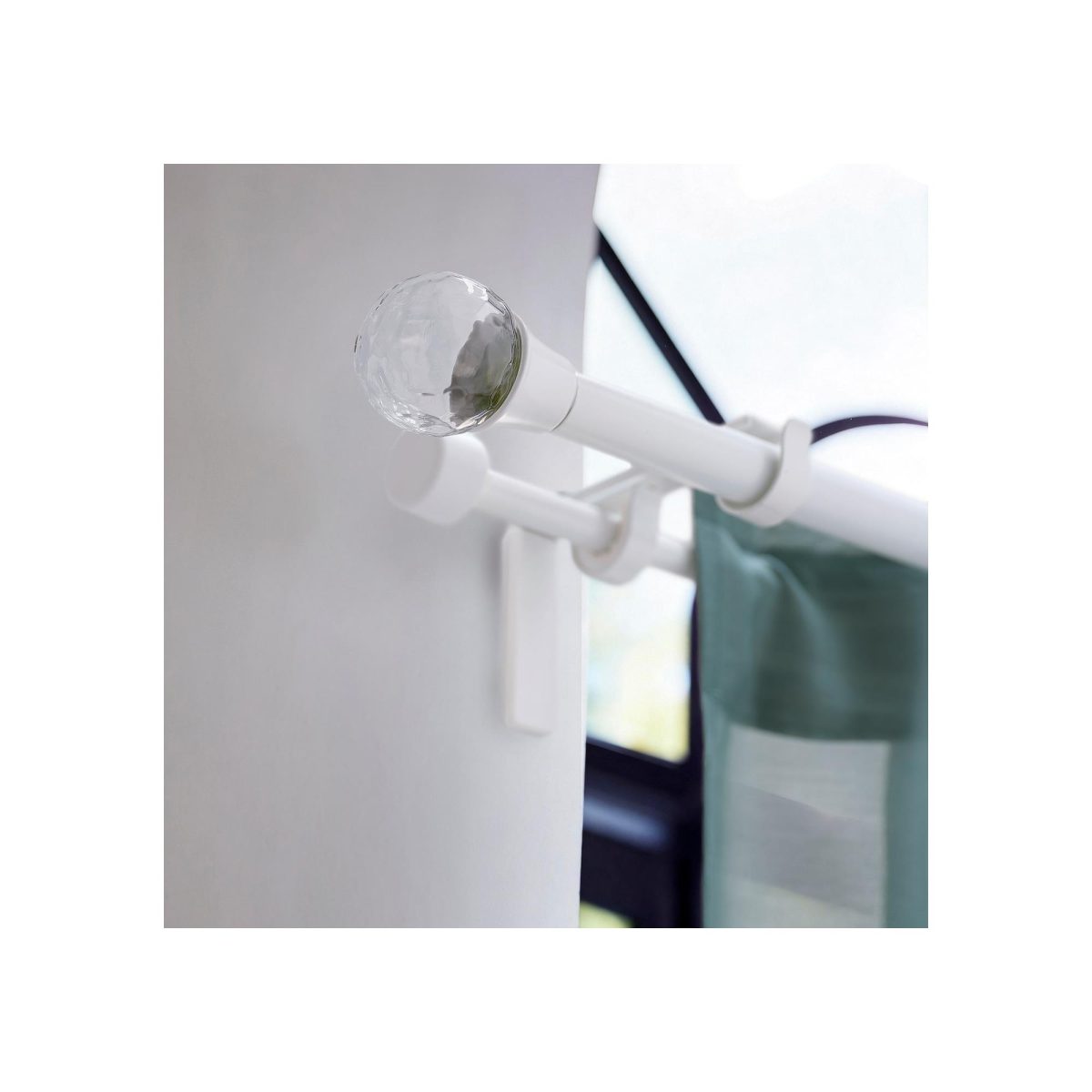 Perde Çubuğu Topuzu, Beyaz-Cam, 8.7 cm, 1 Çift – 2. görsel