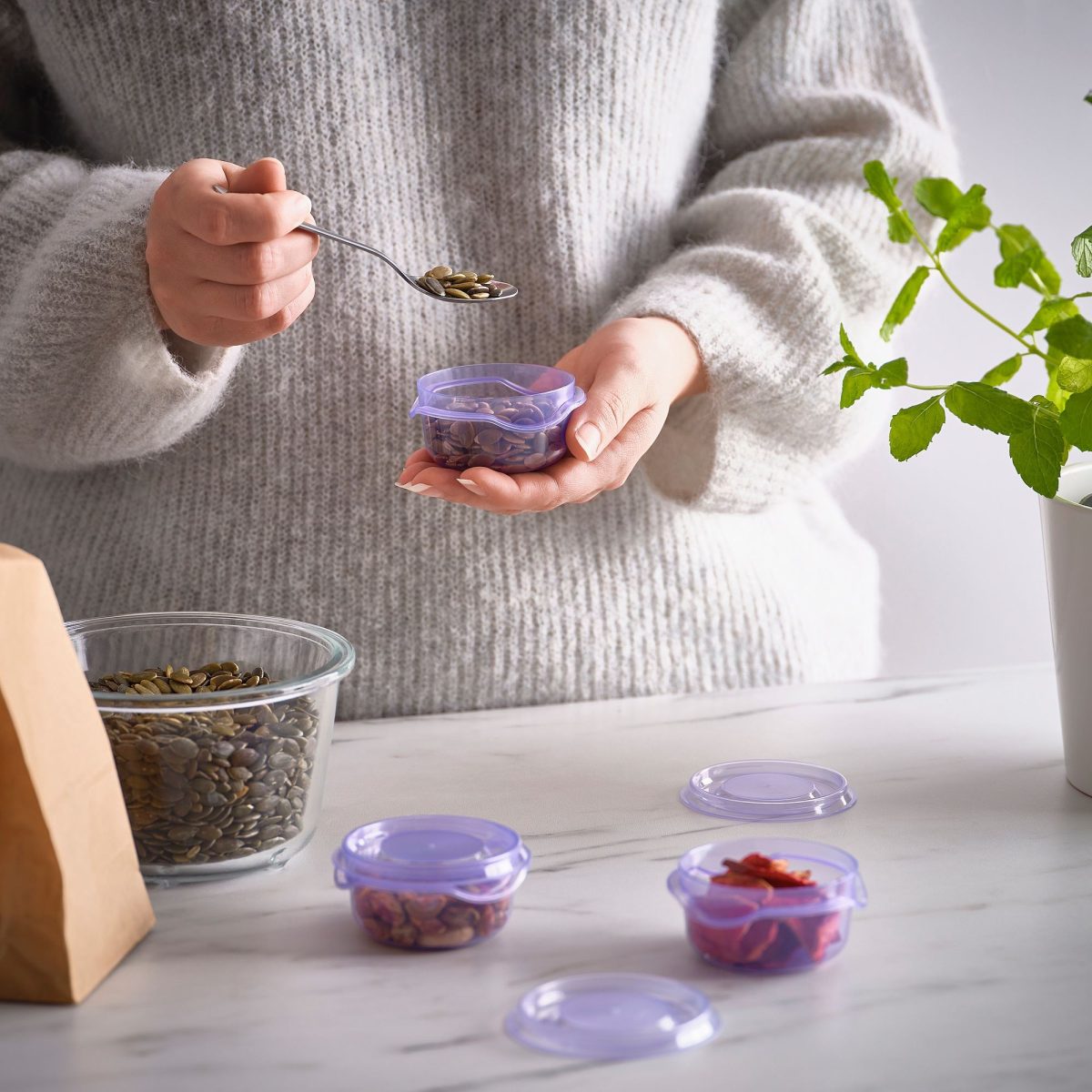 Plastik Saklama Kabı Seti, Lila, 70 ml, 3 Parça – 2. görsel