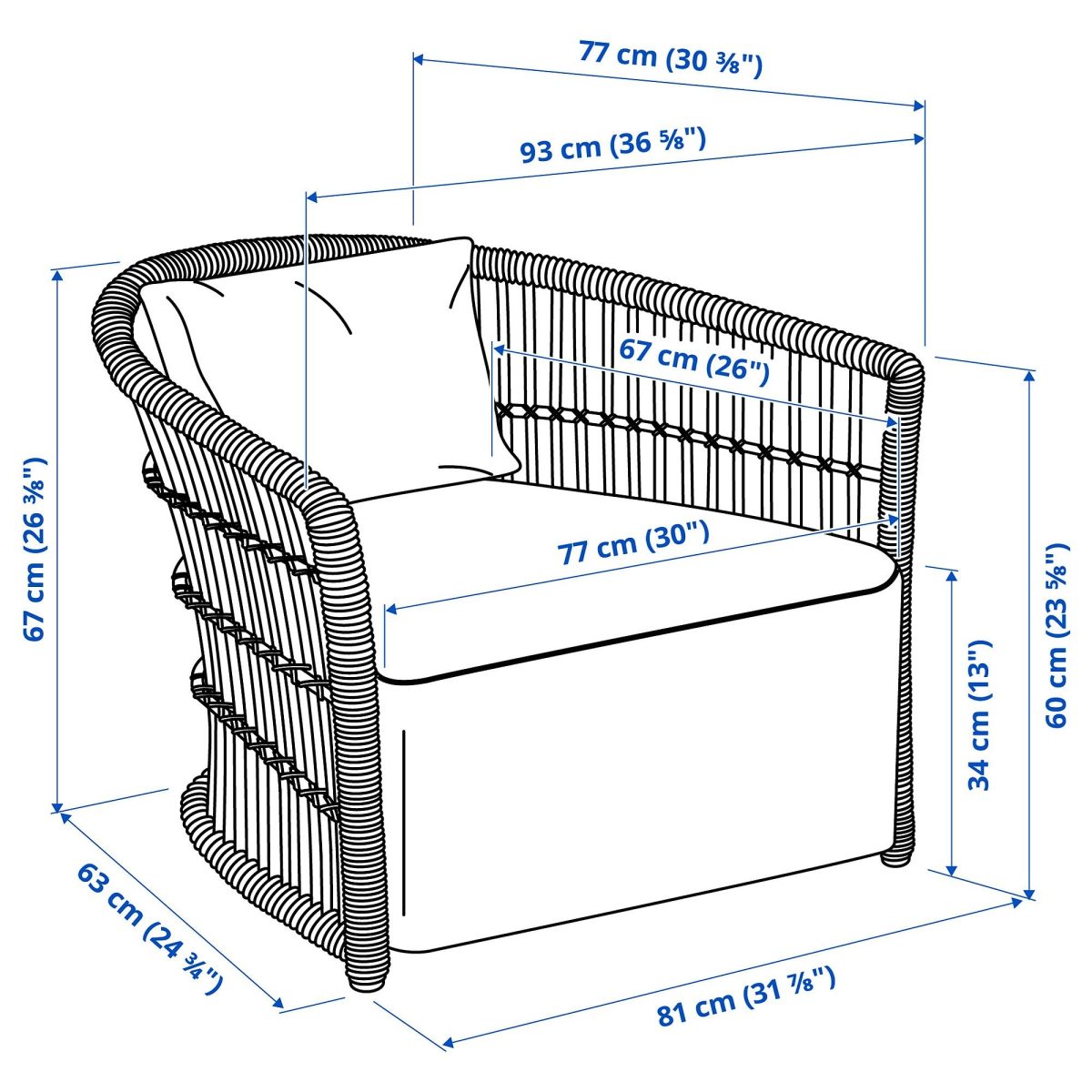Rattan Koltuk, Gri-Beyaz – 4. görsel