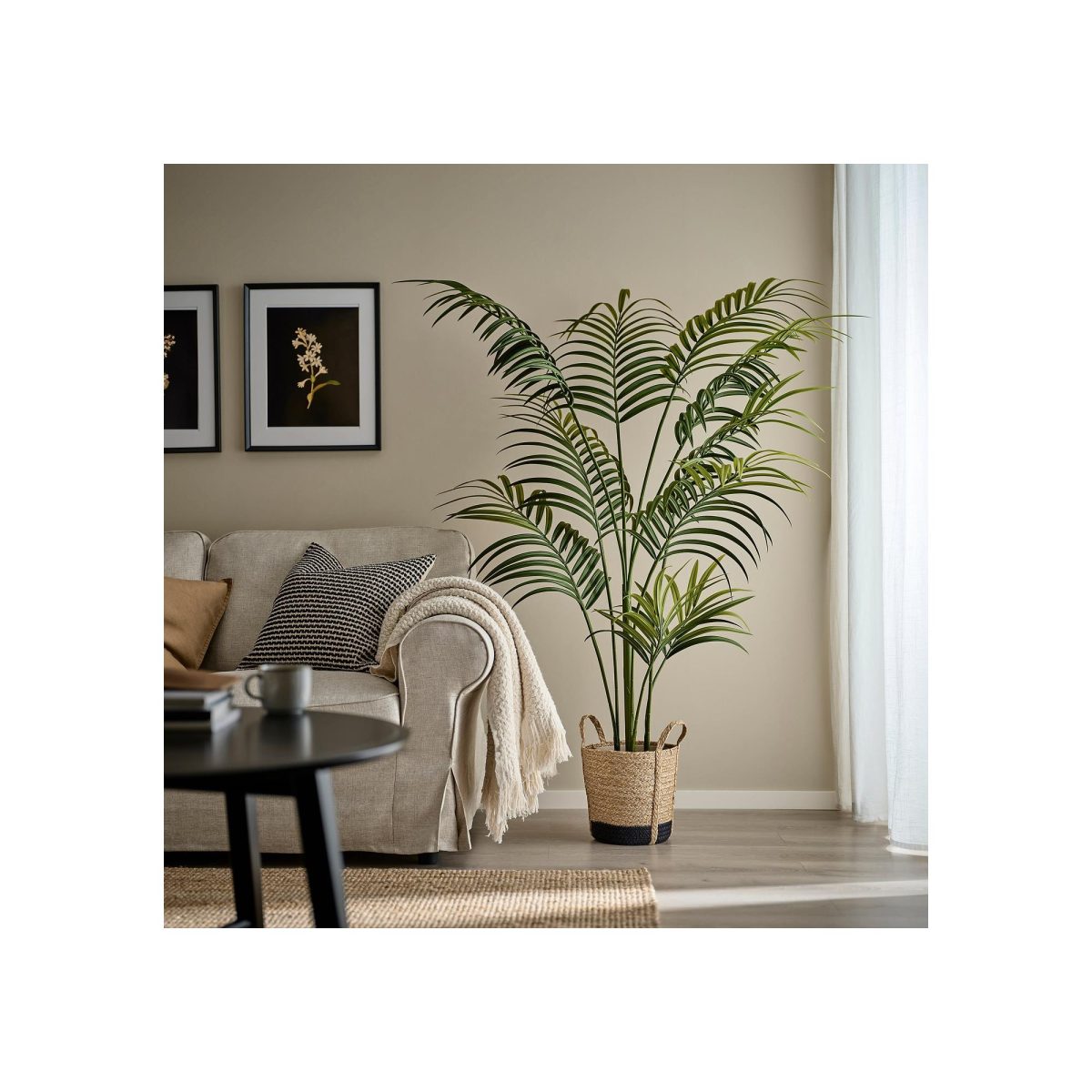 Rattan Saksı, Bej-Siyah, 24 cm, İç Mekan – 2. görsel