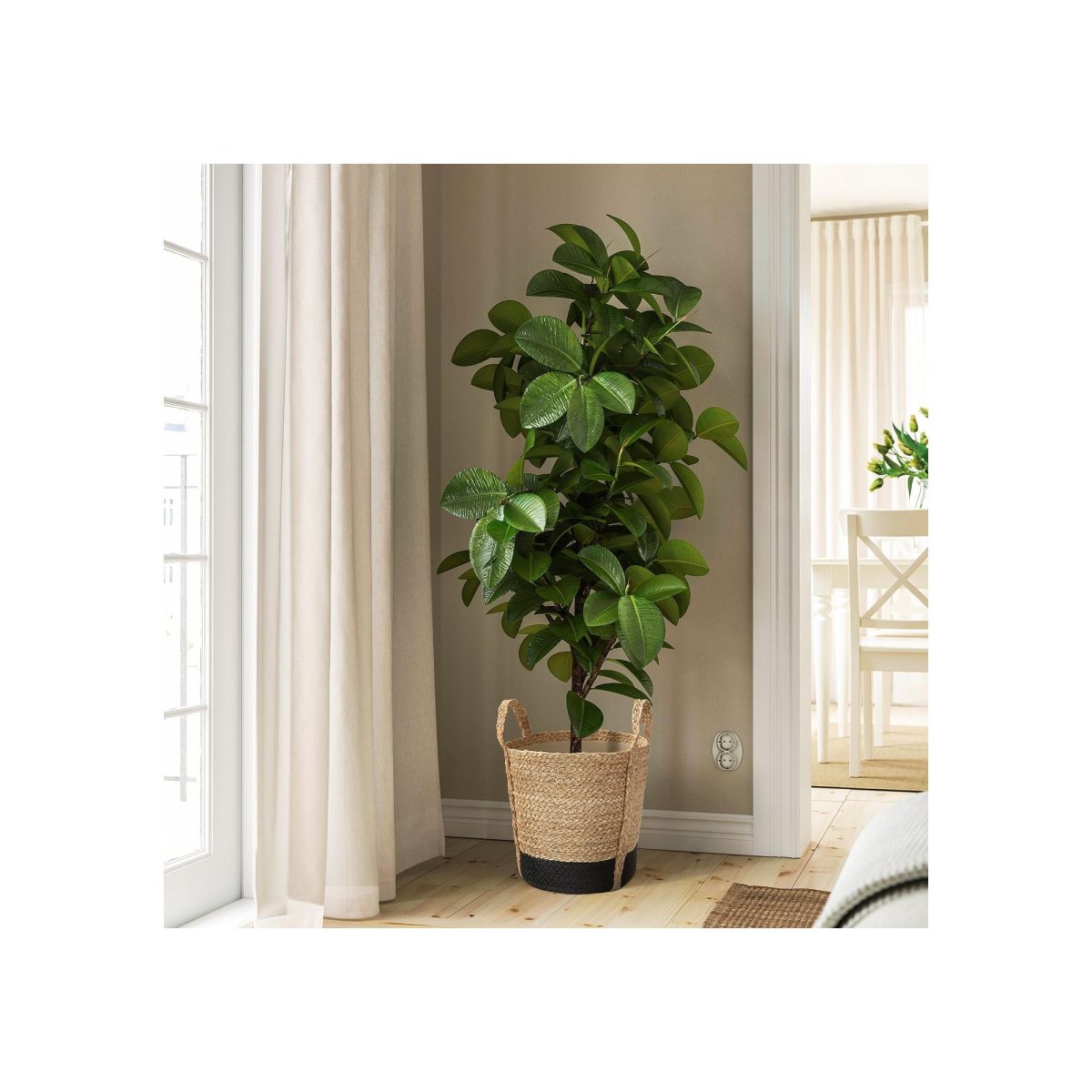 Rattan Saksı, Bej-Siyah, 24 cm, İç Mekan – 3. görsel