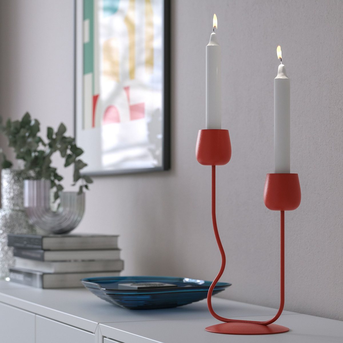 Şamdan/Tealight Mumluk, Parlak Kırmızı, 29 cm – 2. görsel