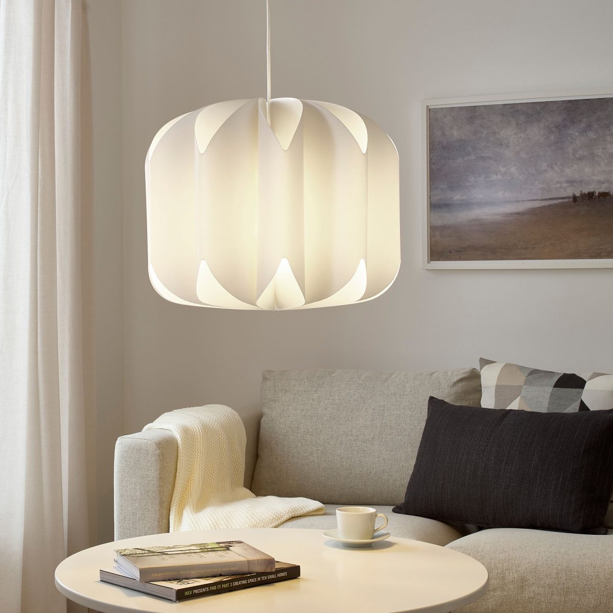 Sarkıt Lamba Abajur Başlığı, Beyaz, 47 cm – 4. görsel