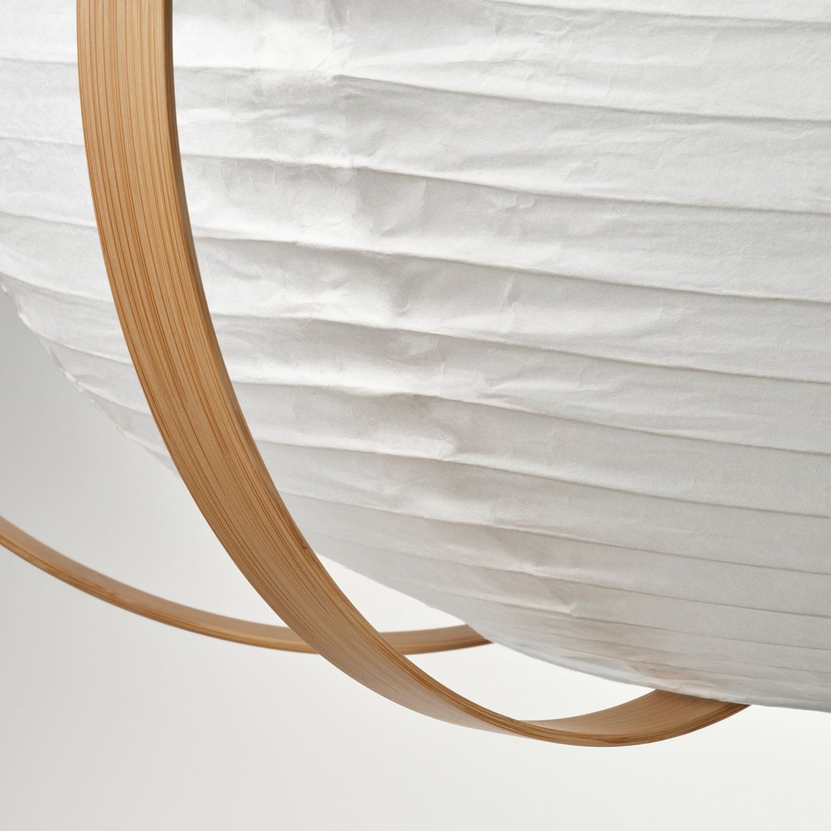 Sarkıt Lamba Abajur Başlığı, Beyaz-Bambu, 67 cm – 2. görsel