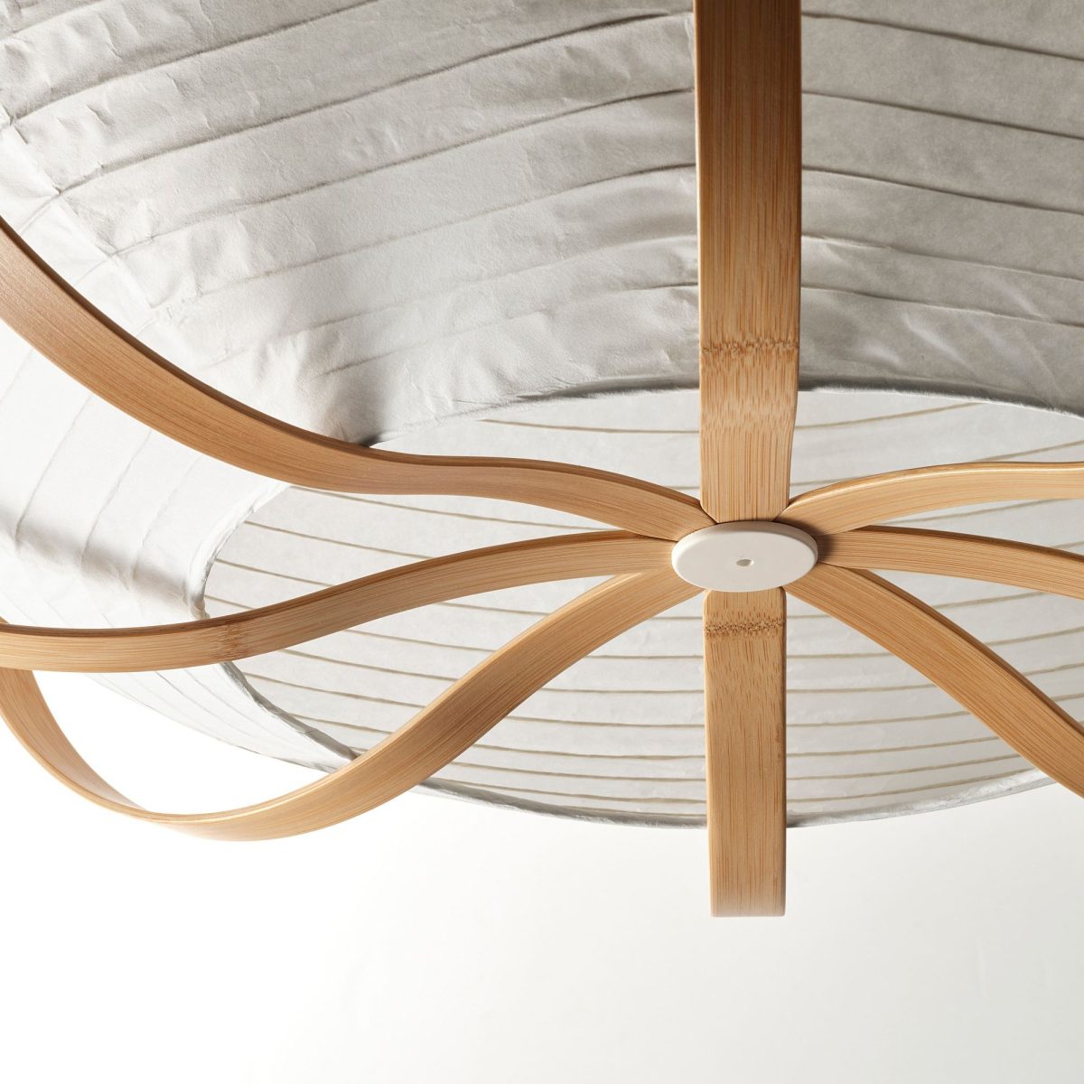 Sarkıt Lamba Abajur Başlığı, Beyaz-Bambu, 67 cm – 3. görsel