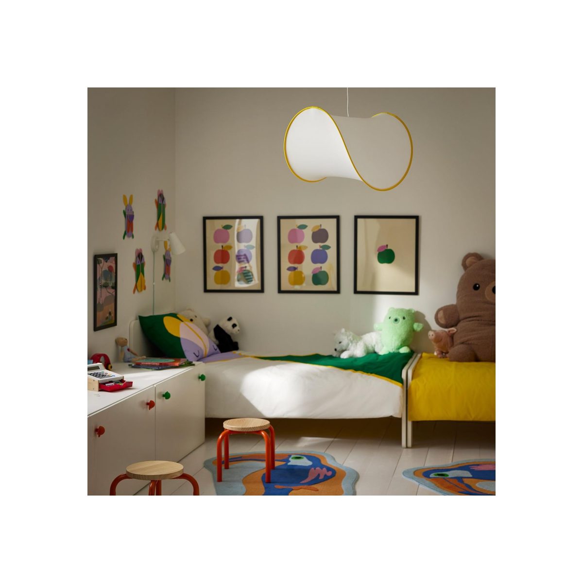 Sarkıt Lamba Abajur Başlığı, Beyaz-Sarı, 45 cm – 2. görsel