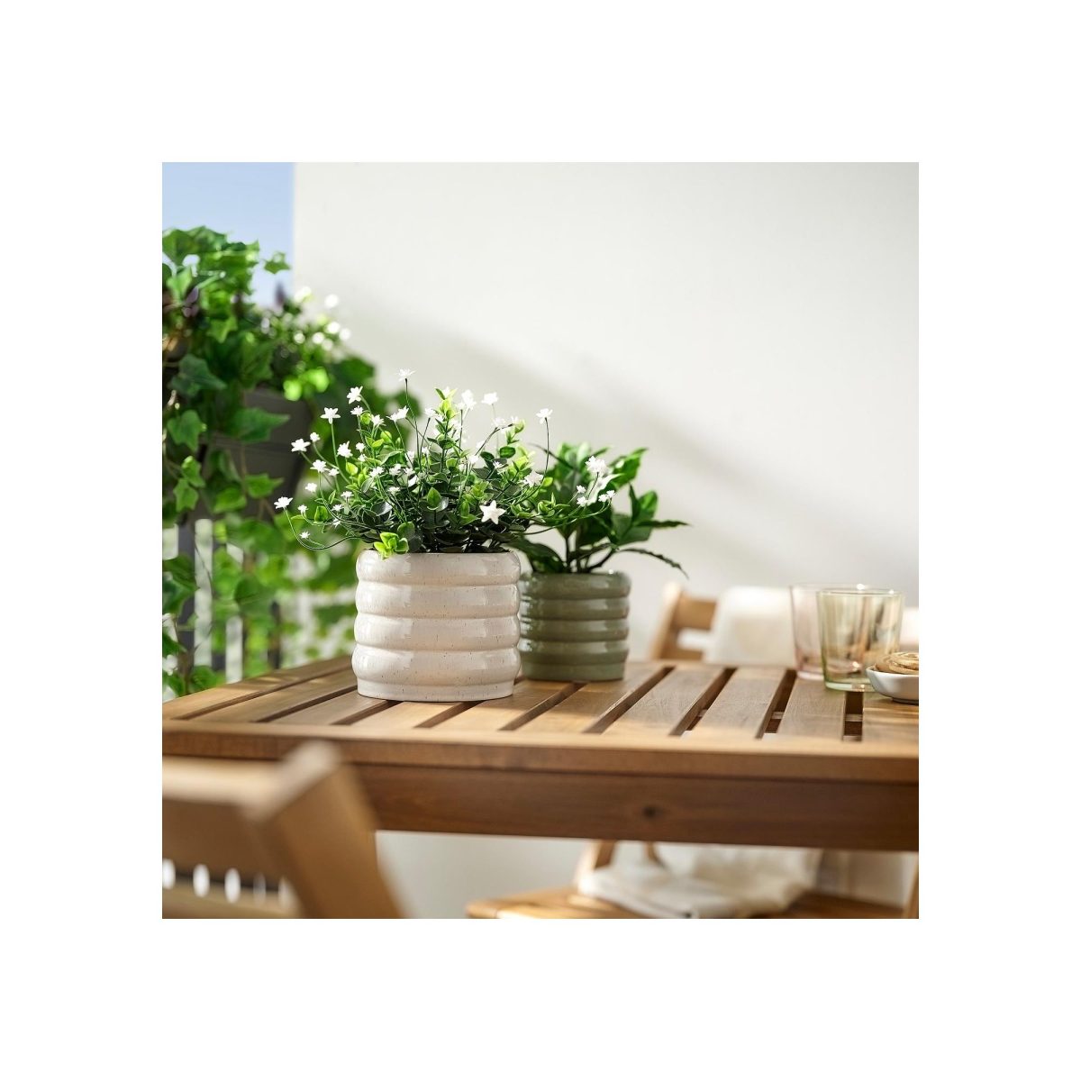 Seramik Saksı, Bej, 12 cm – 3. görsel