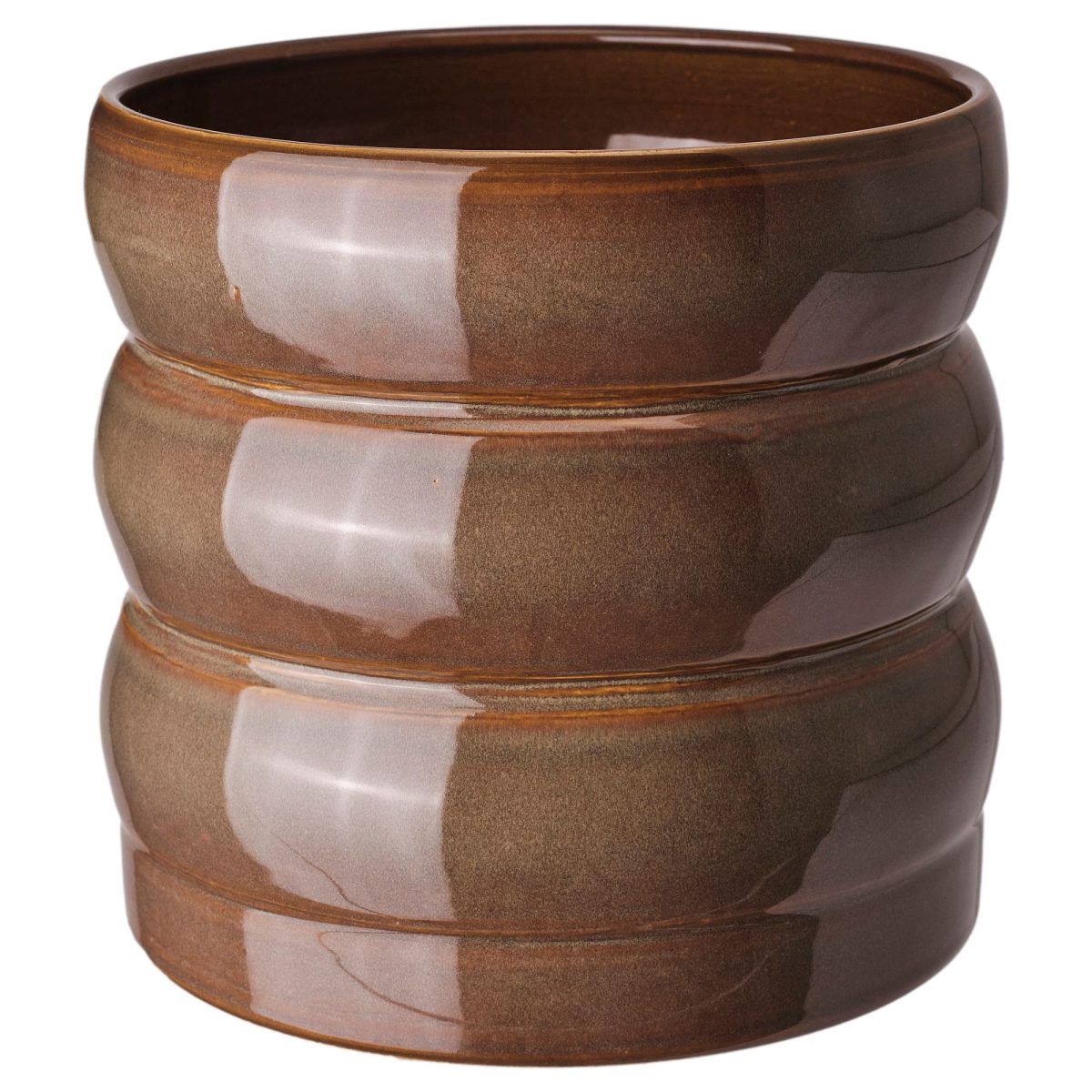 Seramik Saksı, Yeşil-Kahverengi, 15 cm