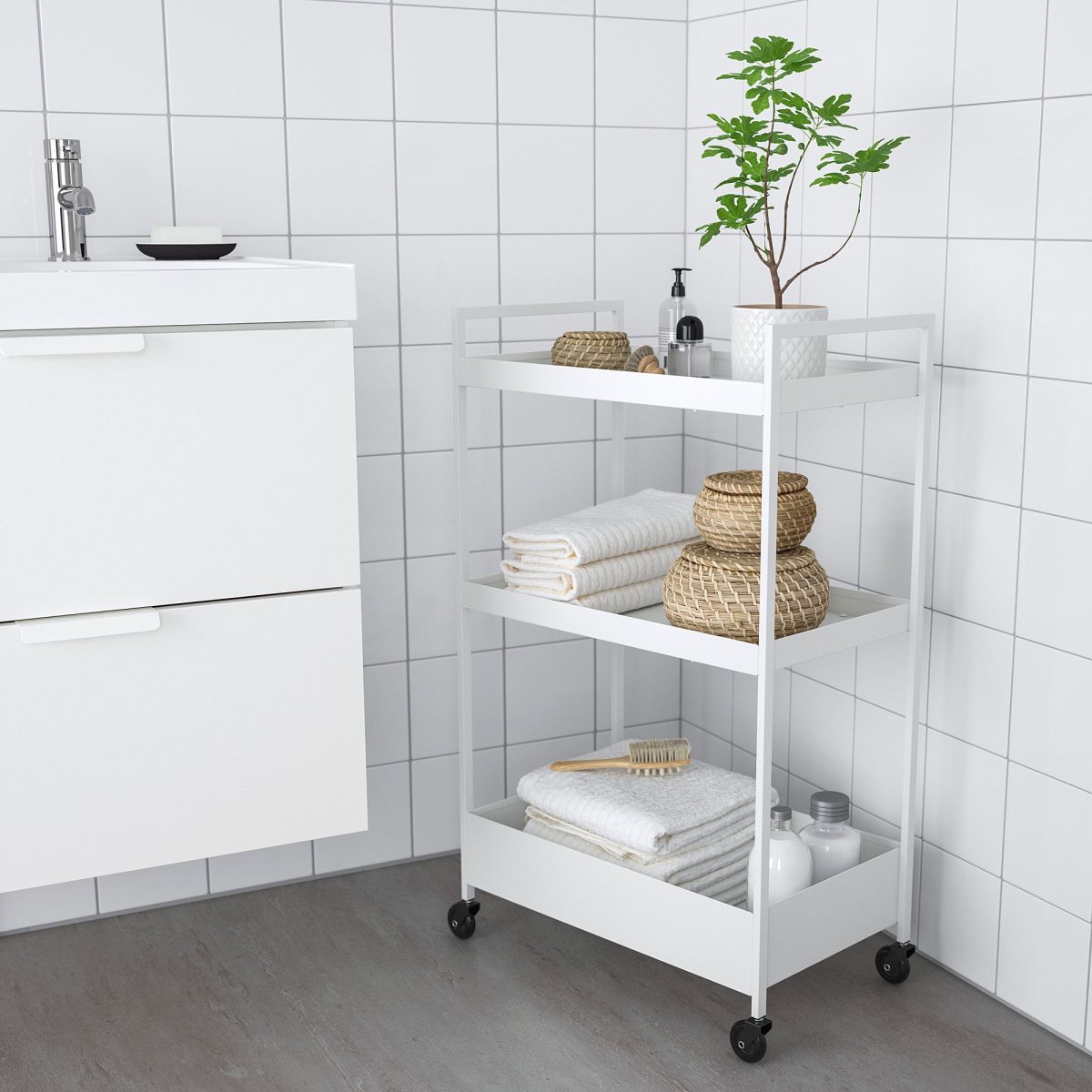 Servis Arabası, Beyaz, 50,5x30x83 cm – 3. görsel