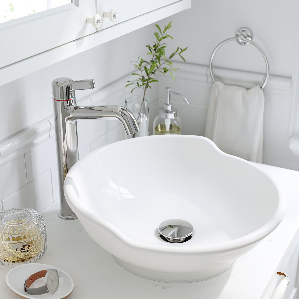 Sifonlu Lavabo, Beyaz, 40x14x9 cm – 2. görsel