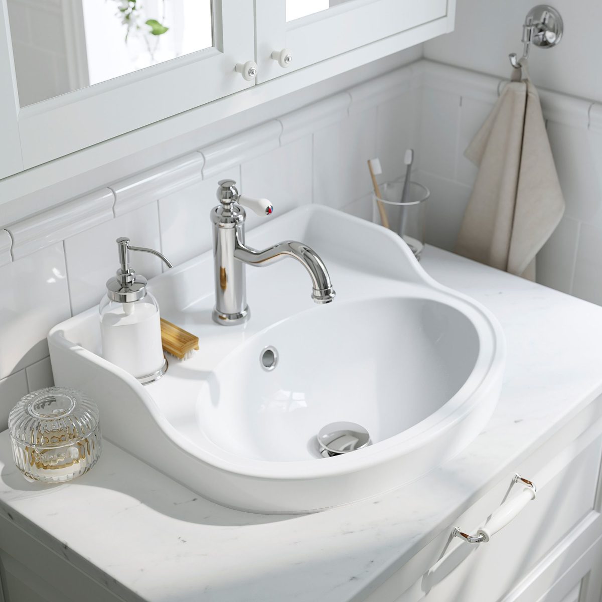 Sifonlu Lavabo, Beyaz, 50x44 cm – 2. görsel