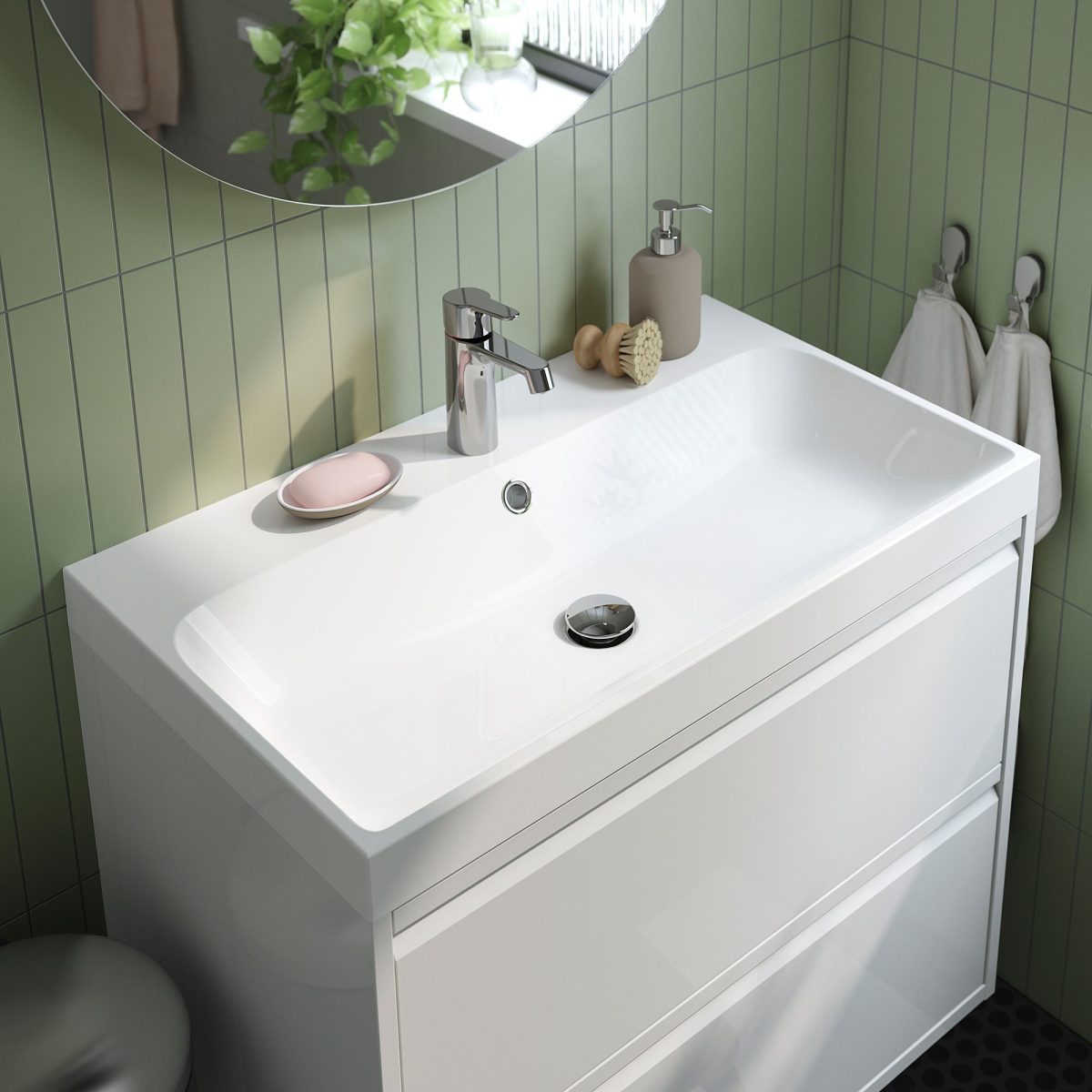 Sifonlu Lavabo, Beyaz, 80x48 cm – 2. görsel