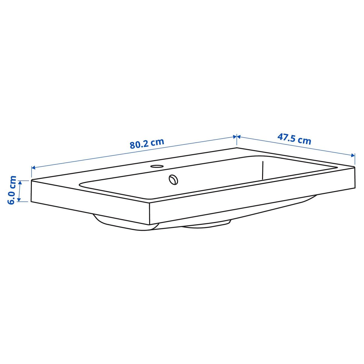 Sifonlu Lavabo, Beyaz, 80x48 cm – 3. görsel