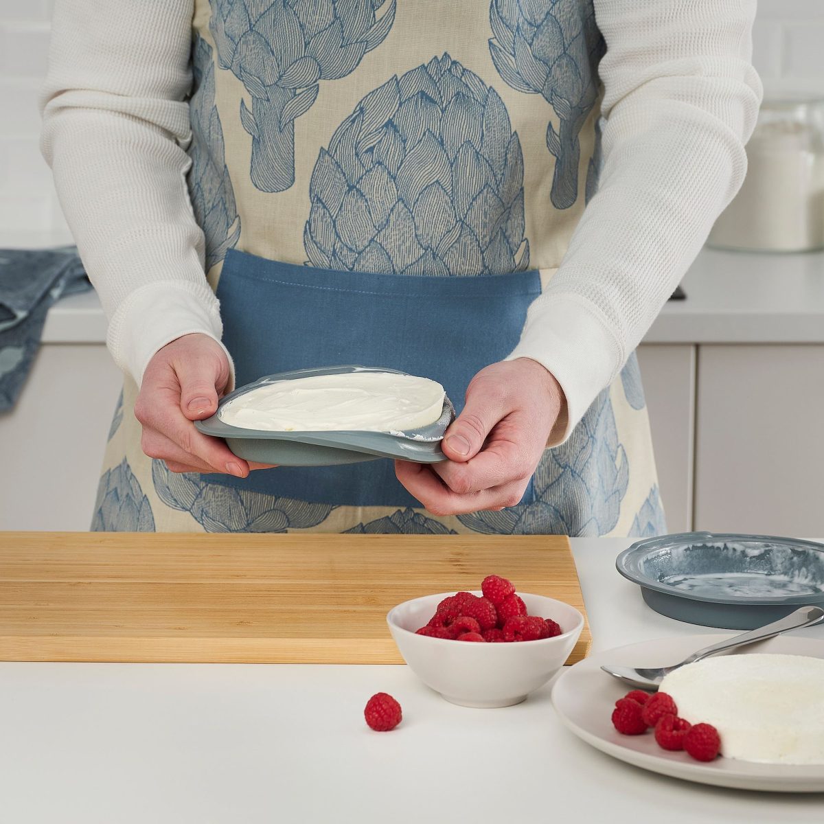 Silikon Kek Kalıbı, Gri-Turkuaz, 18 cm, 2 adet – 4. görsel