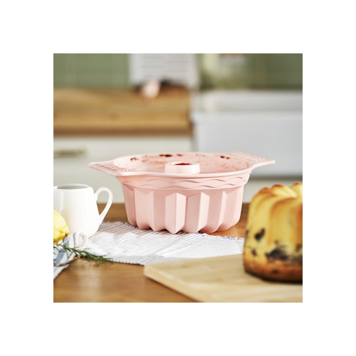 Silikon Kek Kalıbı, Soluk Pembe, 22 cm – 4. görsel