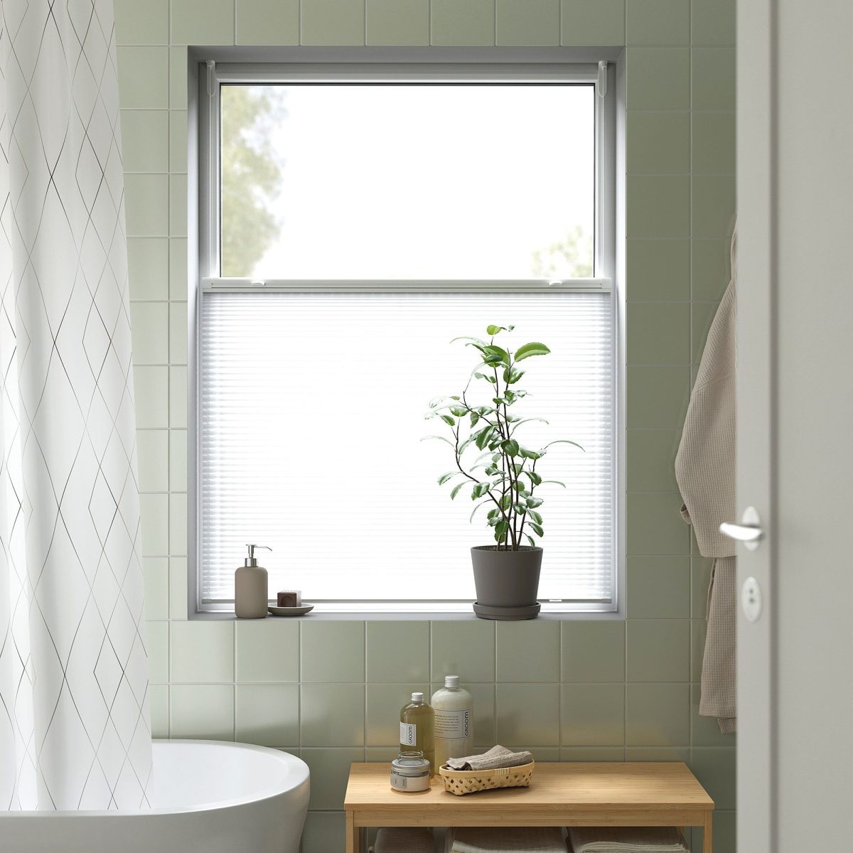 Stor Perde, Beyaz, 100x130 cm, Işık Filtreleyici, Polyester – 3. görsel