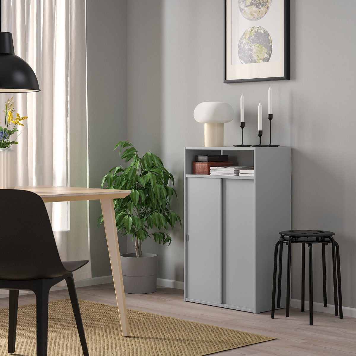 Sürgü Kapaklı Dolap, Açık Gri, 60x96 cm – 2. görsel