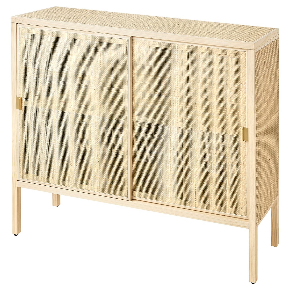 Sürgü Kapaklı Dolap, Rattan-Çam, 125x47x110 cm