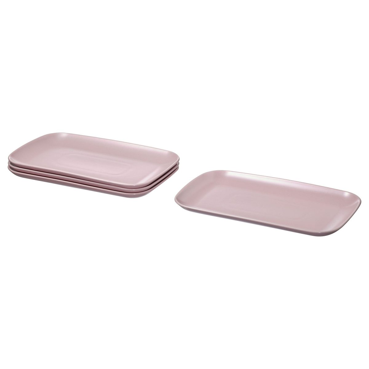 Tabak Seti, Mat Açık Pembe, 30x18 cm, 4 adet