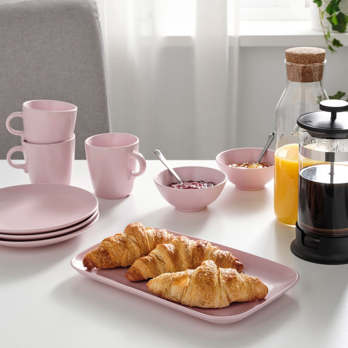 Tabak Seti, Mat Açık Pembe, 30x18 cm, 4 adet – 3. görsel